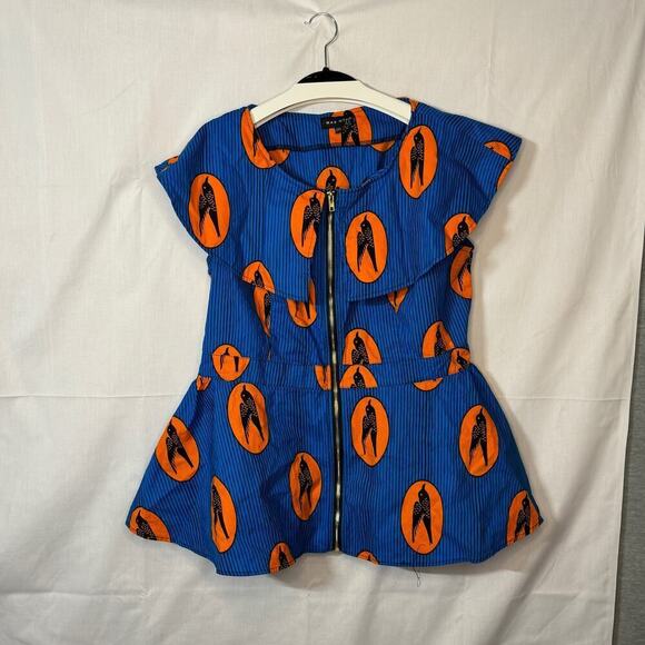 Mae Otti African Print Top Orange Blue Designer 3XL Tabitha Brown Urban Work BBW - Picture 9 of 15